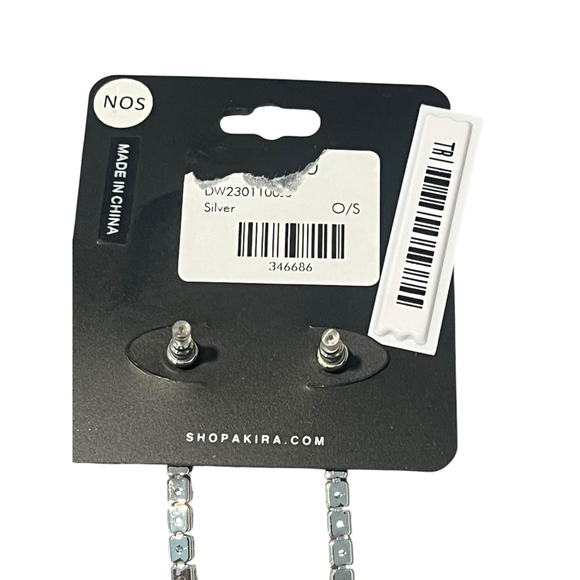 AKIRA Chandelier Drop Earrings 2.5 inch Cubic Zirconia Diamonds Studded New - Picture 5 of 5